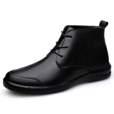 Men's Boots Dress Uniform Oxford Business Lace Up Cow Leather Thickened Shoes - Image 1 of 4