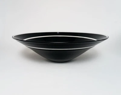 Huge Vintage Cenedese Murano Glass Black Incalmo Centrepiece Bowl w/ Label - Image 1 of 4