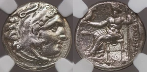 Alexander III the Great. Colophon Ancient coin Drachm, rare die. NGC Ch F. A1187 - Picture 1 of 4