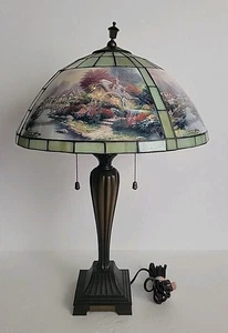 Authentic Thomas Kinkade Lamplight Bridge Staine Glass Table Lamp. Great Cond... - Picture 1 of 15