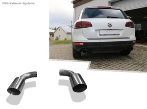 Edelstahl Duplex Endrohrsatz VW Touareg 7P 3.0l TDI je 114mm doppelwandig - Picture 1 of 9