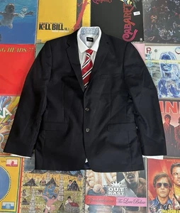 French Connection Navy Notch Lapel Blazer Wool Double Vented Suit Jacket 44” C - Picture 1 of 8