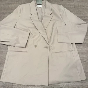 NEU Neu mit Etikett H&M Damen Beige Zweireiher Blazer Jacke Gr. L Basics - Bild 1 von 5
