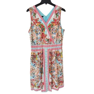 Talbots Dress Size 16 Petite Italy Bistro Scenic Print Fit & Flare Lined Cruise - Picture 1 of 14