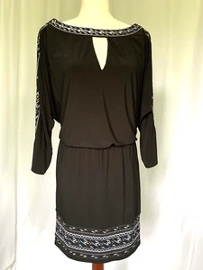 White House Black Market Embellished Stretch Jersey Knit Dress Black, Large - Picture 1 of 13