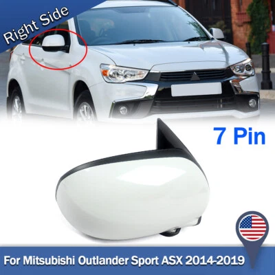 For Mitsubishi Outlander Sport ASX 2014-2019 RH Right Rearview Mirror 7Pin White - Image 1 of 4
