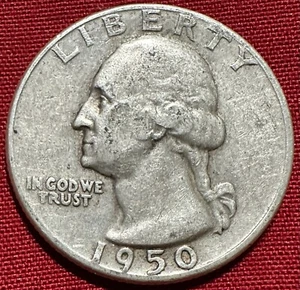 1950-D Over S RPM 25 Cent Washington Quarter - 90% SILVER - KM#164 - Picture 1 of 3