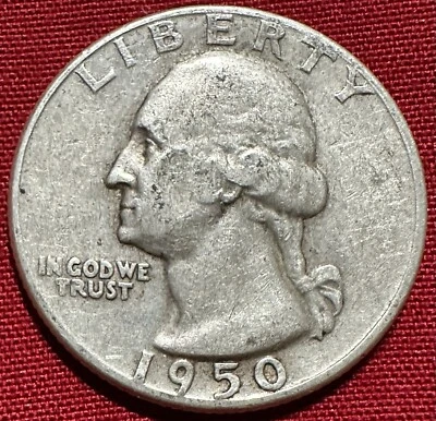 1950-D Over S RPM 25 Cent Washington Quarter - 90% SILVER - KM#164 - Image 1 of 3