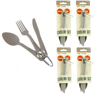 12 Pc Camping Cutlery Utensil Set Carabiner Knife Fork Spoon Durable Reusable - Picture 1 of 1