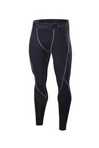 NOOZ Men's Compression Baselayer Legging Running Tights Black White Gray - Picture 1 of 11