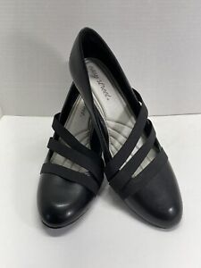 Easy Street Black Pumps - Size 10M - 3" heel - almond toe - career shoes