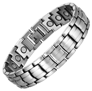 Pulsera Magnética De Titanio Con Acabado En Plata Antigua - Imagen 1 de 3