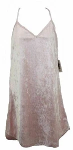 Vibe Sportswear Women's Junior's Velour Feel Spaghetti Strap Dress Pink Size S - Picture 1 of 3