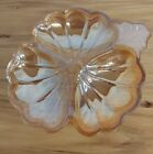 Vintage Iridescent Marigold Carnival Glass 3 Section Candy Dish