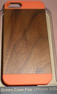 Triple C Walnut Wood inlay over Orange Hard Shell case, Apple iPhone 5/5s, New - Picture 1 of 2