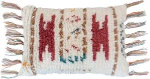 Funda de almohada marroquí peluda de lana boho 16X24 refuerzo con flecos escandinavos - Imagen 1 de 12