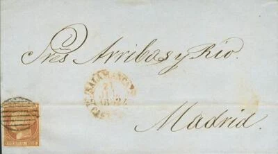 Recutita E León. Storia Postal. Busta 12. 1852. 6 Quarti Rosa (Piega A - Immagine 1 di 2