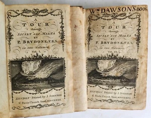 1780 A TOUR TO SICILY & MALTA by P. BRYDONE antique 2 VOLUMES - Imagen 1 de 6