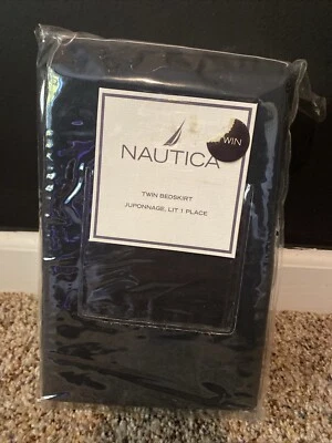 FALDA DE CAMA Nautica Twin Seaport Twill azul marino nueva en caja ropa de cama lavable a máquina NUEVA Foto 1 de 4