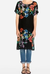 NWT JOHNNY WAS FLOWER GARDEN DRESS MIDI RESORT COVERUP BOHO MEDIUM LARGE $248 - Picture 1 of 8