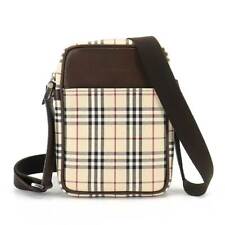 BURBERRY Plaid Shoulder Bag Canvas Leather Beige Brown Purse 90216689
