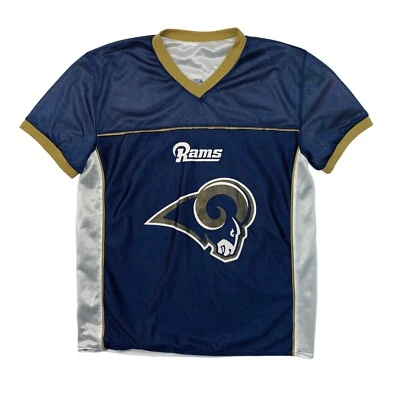 Camiseta de fútbol americano Los Angeles Rams Flag para hombre M mediana azul blanca reversible Big Guy Foto 1 de 4