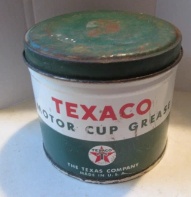 GRASA TAZA MOTOR TEXACO VINTAGE METAL UNA LIBRA LATA FONDO BLANCO VERDE T Foto 1 de 4