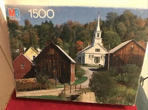 Milton Bradley 1500 Piece Puzzle Scenic Village Waits River Vermont Church  - Picture 1 of 2