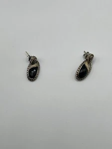 Andrea Candela 18k Gold, Sterling Silver, Diamonds & Onyx Earrings - Picture 1 of 2