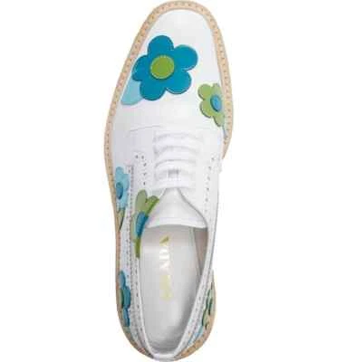 NIB PRADA Microsole Espadrille Spazzolato Calzature Donna Platform Oxford Shoes7 - Image 1 of 4