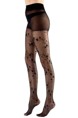 Pretty Polly Floral Tattoo Pattern Tights AYU5 - Image 1 of 4