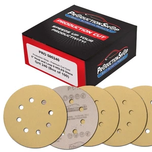 240 Grit 5" Sanding Discs, 8-Hole, Box of 100 - Dustless Hook & Loop Sandpaper - Bild 1 von 5