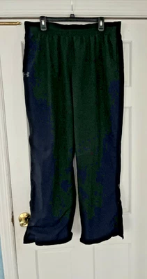 MEN'S BLACK UNDER ARMOUR ZIP BOTTOM MESH LINED WIND BREAKER TRACK PANTS - XXL - Image 1 of 4