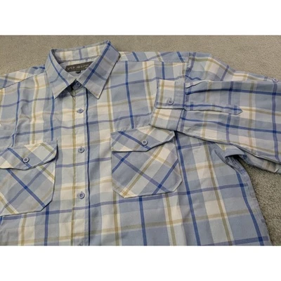 Old Skool Grunge Shirt Men's XXL Blue White Plaid Long Sleeve Urban Button Up - Image 1 of 4