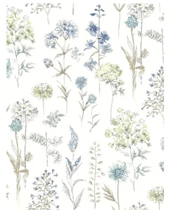 Chesapeake Wildflower Bergamot Wallpaper - Sea Green YK72502 60.8 sq ft - Picture 1 of 7