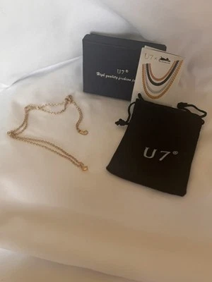 Collar 18k GP 18" Con Bloque "L" Diamante de Imitación Transparente Colgante Inicial Foto 1 de 4