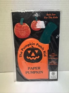 Decorazione in tessuto a nido d'ape zucca del Ringraziamento Halloween vintage nuova con scatola - Foto 1 di 2