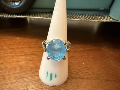 Bomb Party Ring Sz 6 Courage To Fly LC Aqua Blue Quartz Fused W/Genuine Quartz - Image 1 of 3