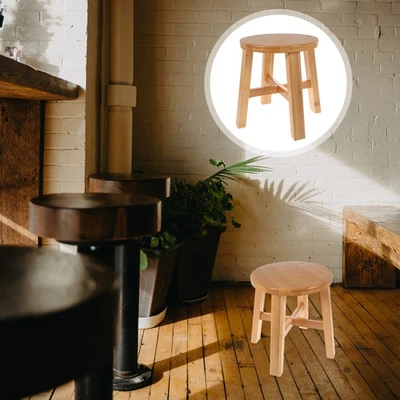  Solid Wood Square Stool Small Household Kid Office for Toddler Simple Home - Image 1 of 4