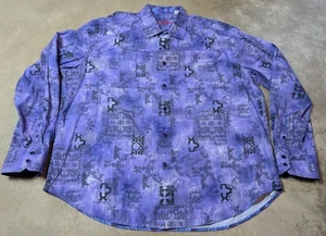 Camicia Robert Graham fantasia viola con bottoni 2XL - Foto 1 di 7