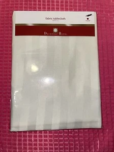 December Home Round Tablecloth 70” Round Satin Stripe Joy. Ivory - Picture 1 of 4