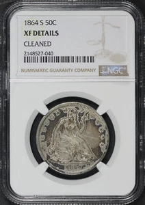 1864-S Seated Liberty Half Dollar NGC XF Details Cleaned - Picture 1 of 2