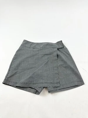 Carolina Blues 短裤女式 6 黑色白色格子 4 英寸内缝裹身前裙 — 第 1/4 张图片