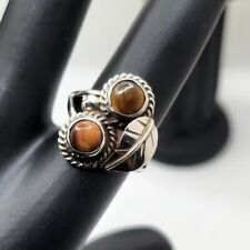  Authentic Navajo Ring 925 Sterling Silver Natural Tigers Eye Native American 