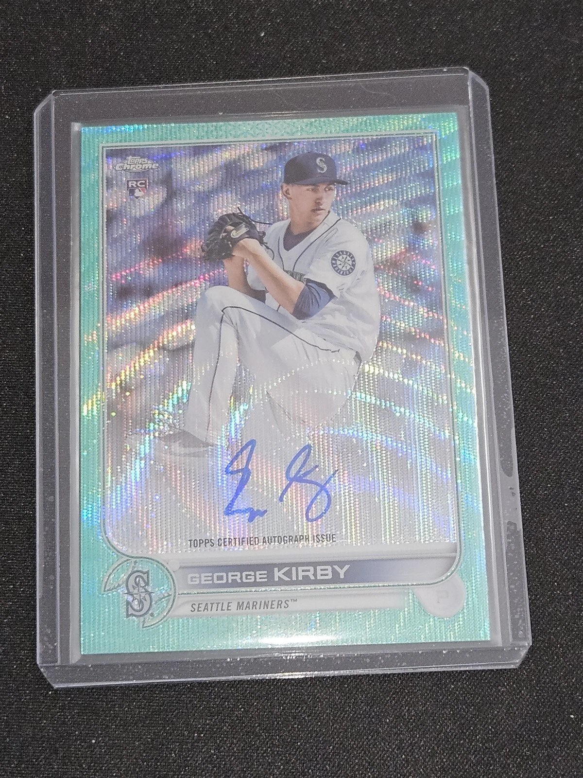 2022 Topps Chrome George Kirby Aqua Wave Refractor Rookie Auto 6/199 Mariners