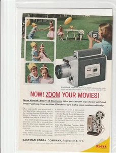 Anuncio original de revista para cámara de película Kodak Zoom 8 1960 - Imagen 1 de 1