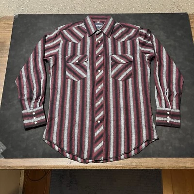 Wrangler Brushpopper Pearl Snap Shirt Vintage 1980s Cowboy Striped New Old Stock - Image 1 of 4