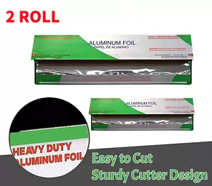 2 Roll Aluminum Foil Roll for Food 12 Inch 500 FT Heavy Duty Food Safe Foil Wrap - Picture 1 of 9
