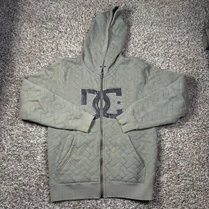 Dc Shoes Hoodie Jacket Olive Green White XL Pattern 2000s Y2K - Picture 1 of 16