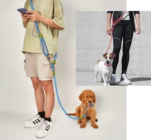 Dog Traction Lead Rope Free Hands Polyester Nylon Leash Modern Outside Walking - Picture 1 of 16